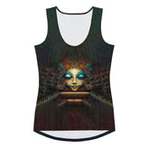 Close-up of Vintage Visions cut and sew tank top detailing.